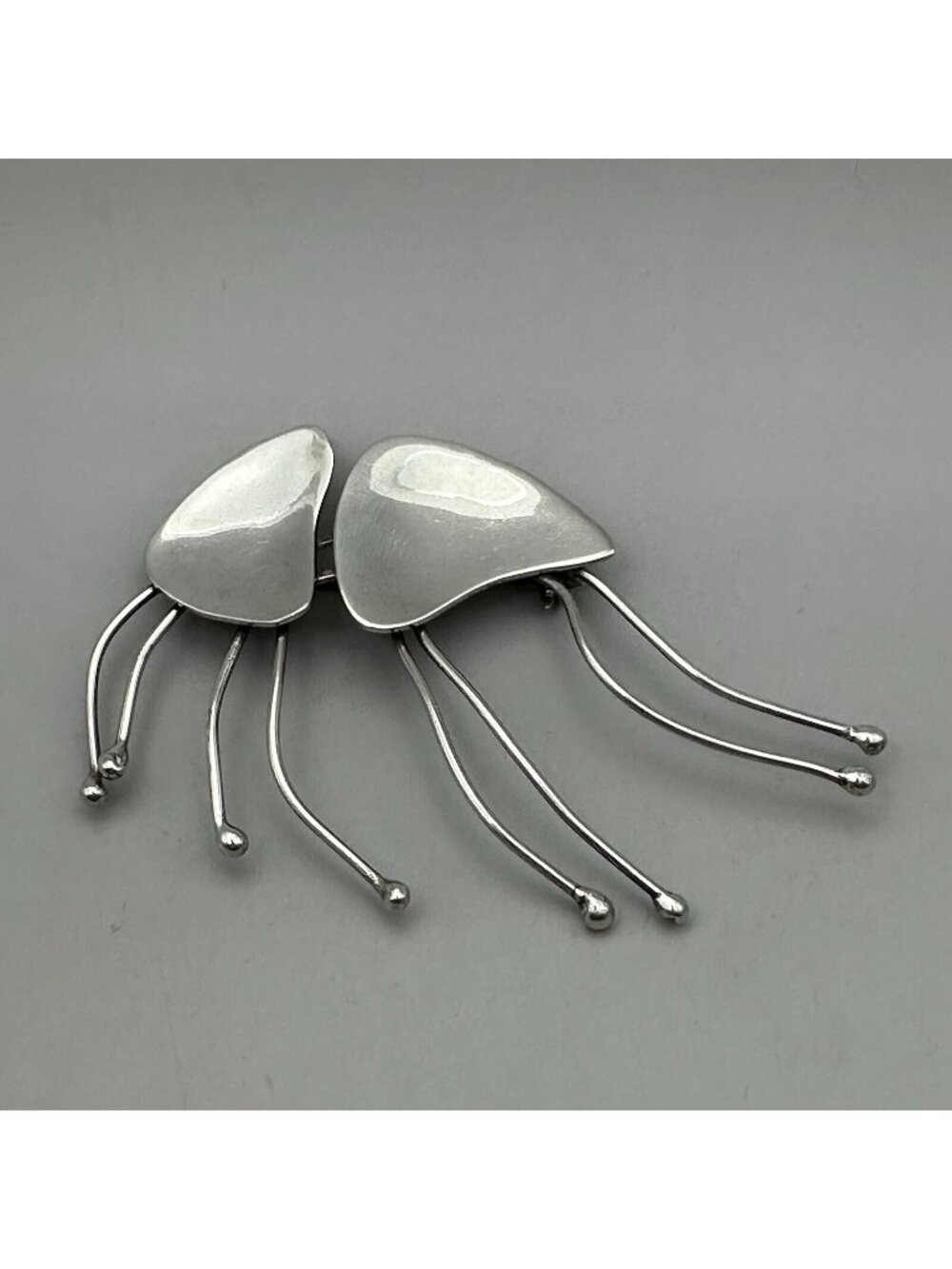 Modernist Abstract Jellyfish Brooch Large TS-79 Sterling Silver Taxco Mexico 925